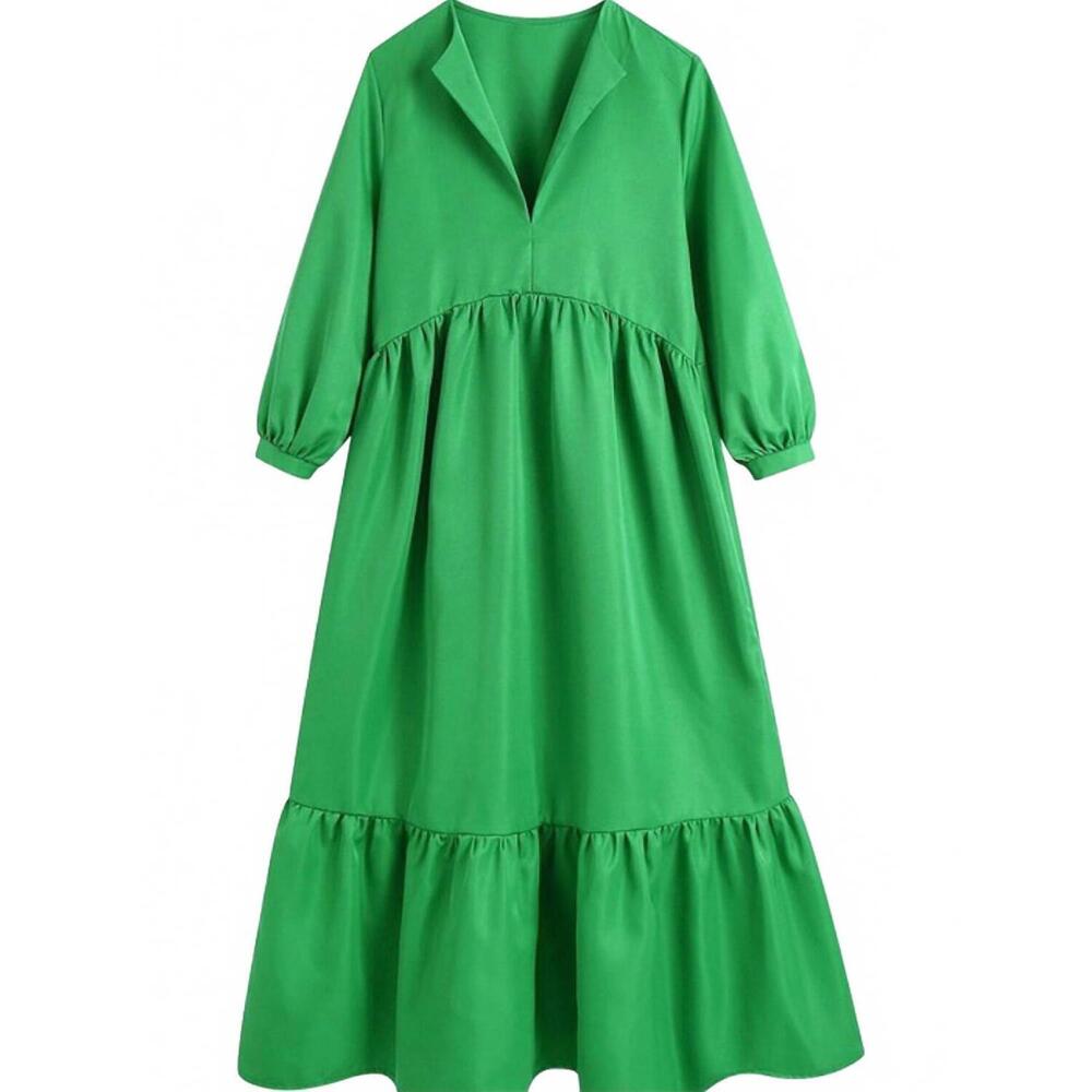 NEW SUNDAYUP women's field of dreams ruffle dress in green